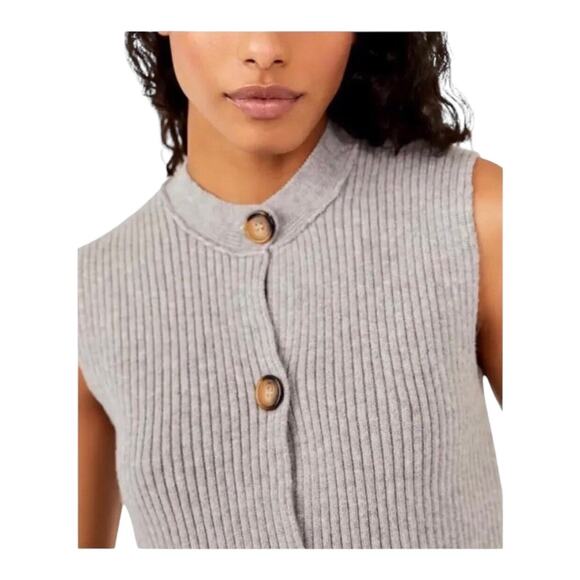Free People NWT Naiome Trendy Neutral Cropped Rib Micro Vest Truthsyer (Gray) XS - Picture 14 of 15